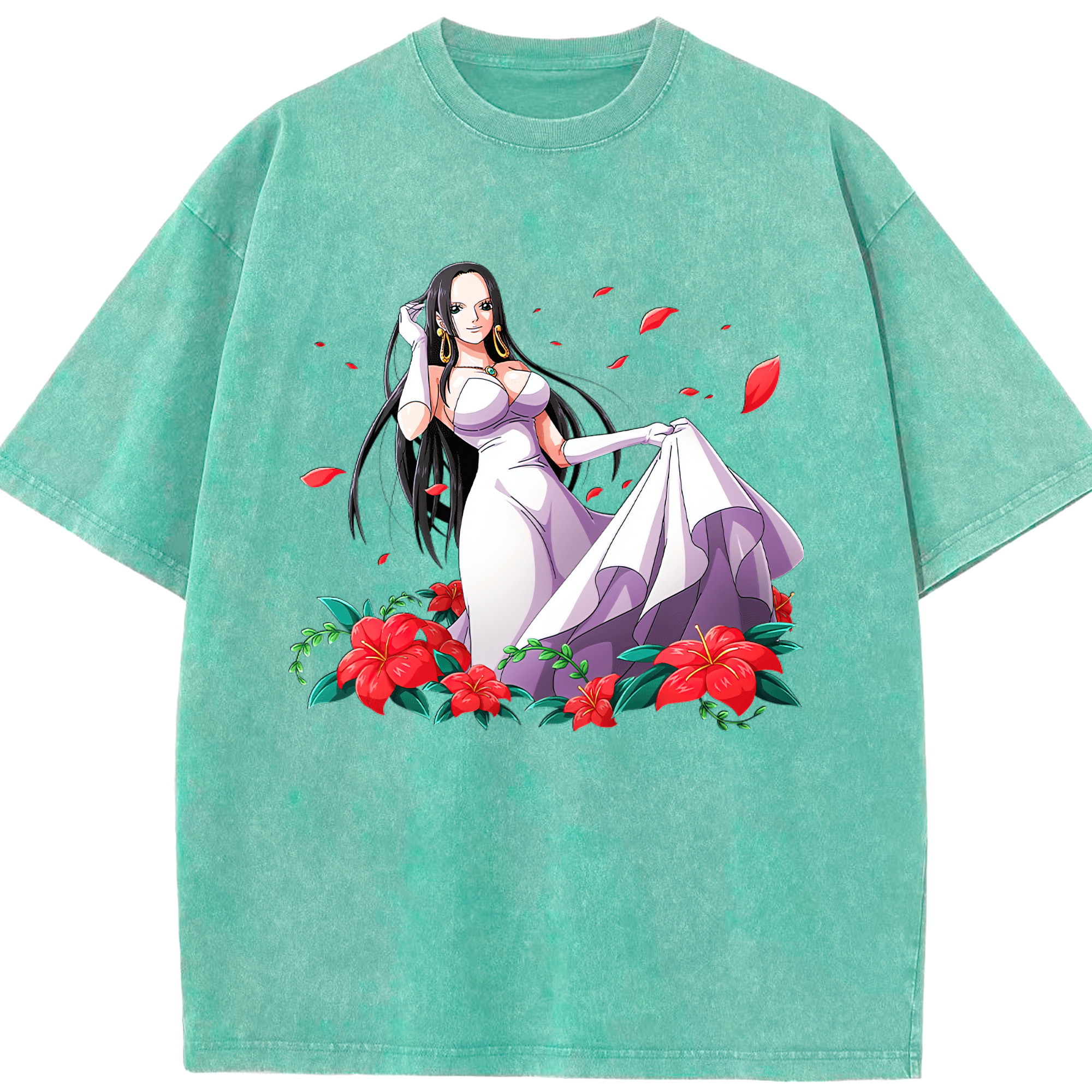 ワンピース ボア・ハンコック ONE PIECE Boa·Hancock 綿100% ヴィンテージ風 半袖Tシャツ（フロントプリント）